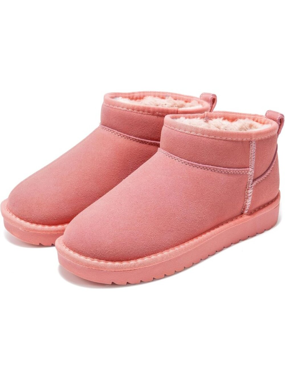 Women's Pink Genuine Leather Water Resistant Memory Foam Winter Boots Ankle